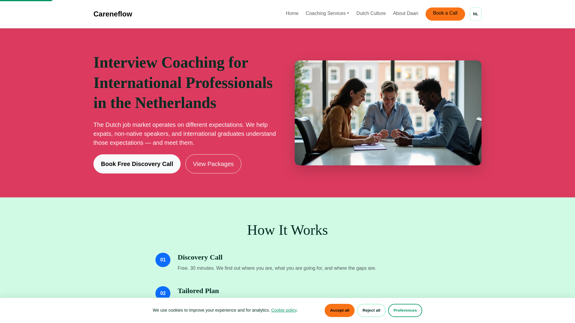 website screenshot of https://careneflow.digital