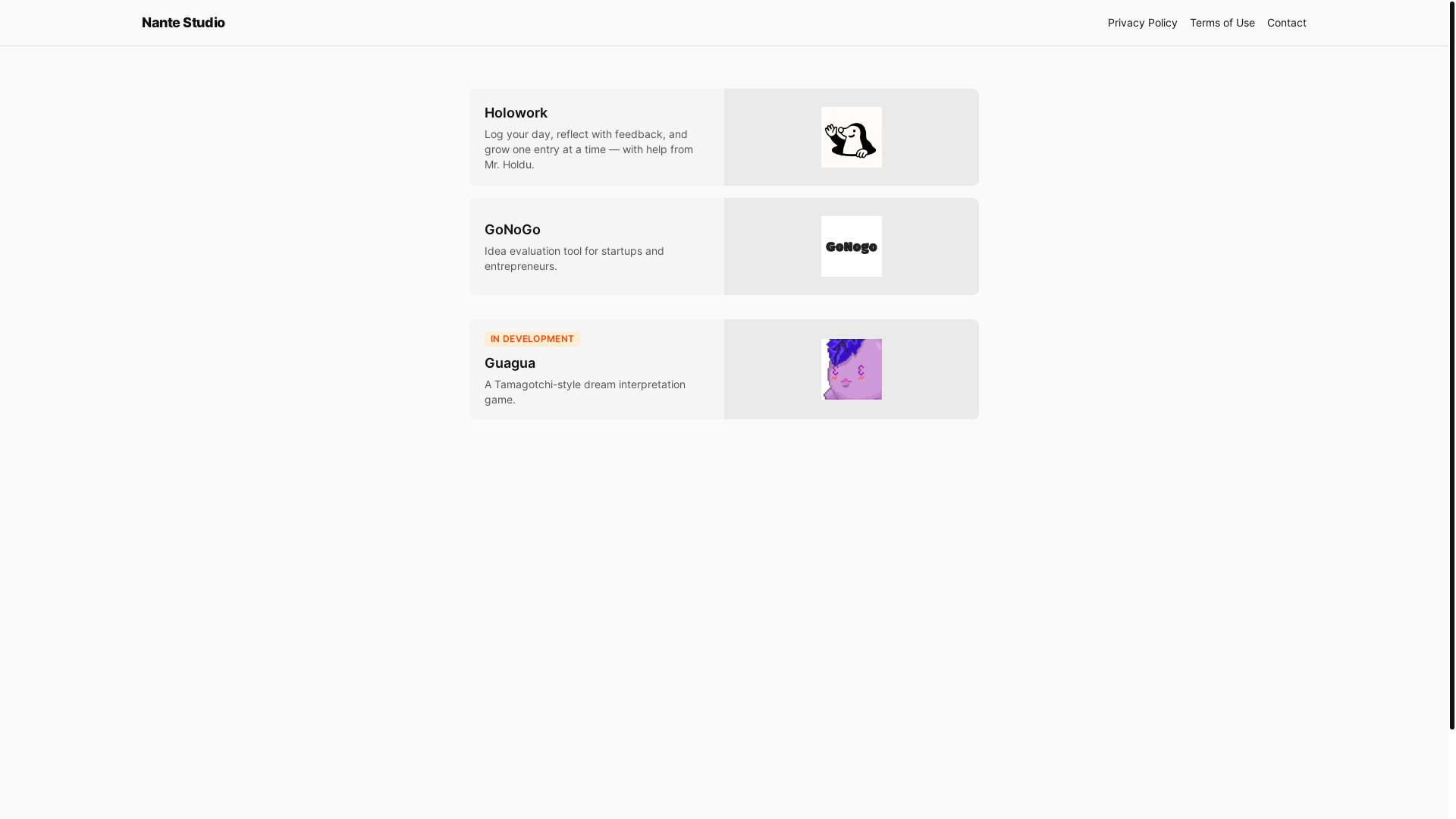 website screenshot of https://nantestudio.pages.dev/