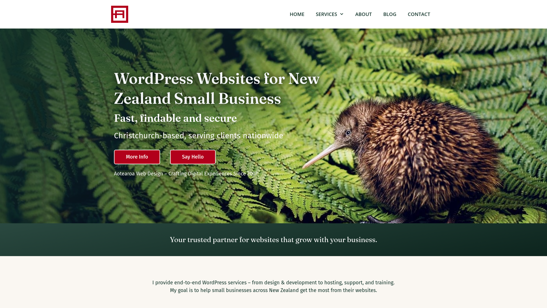 website screenshot of https://aotearoawebdesign.co.nz/