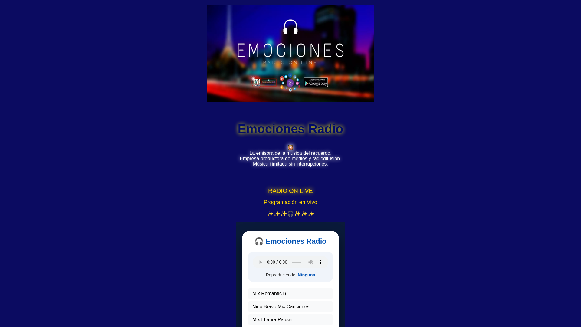 website screenshot of https://emocionesradio.pages.dev/