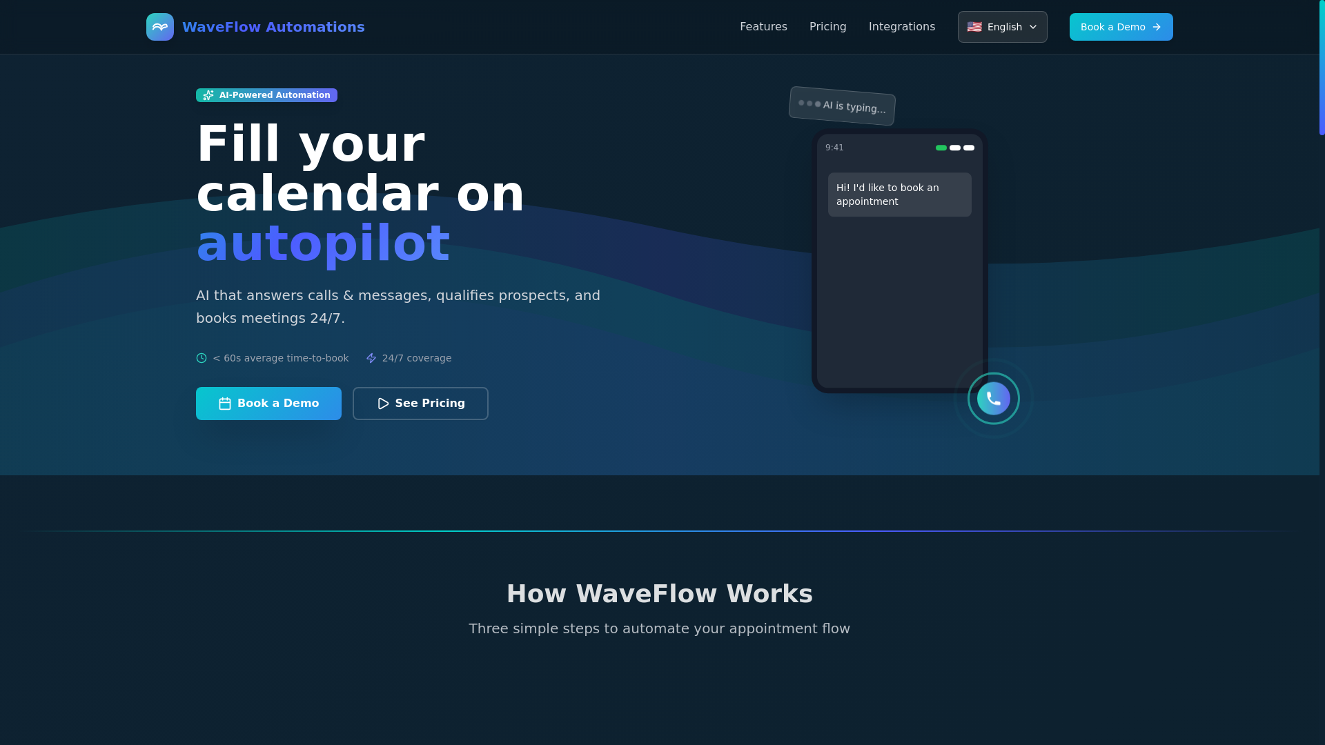 website screenshot of https://waveflow-automations.com/