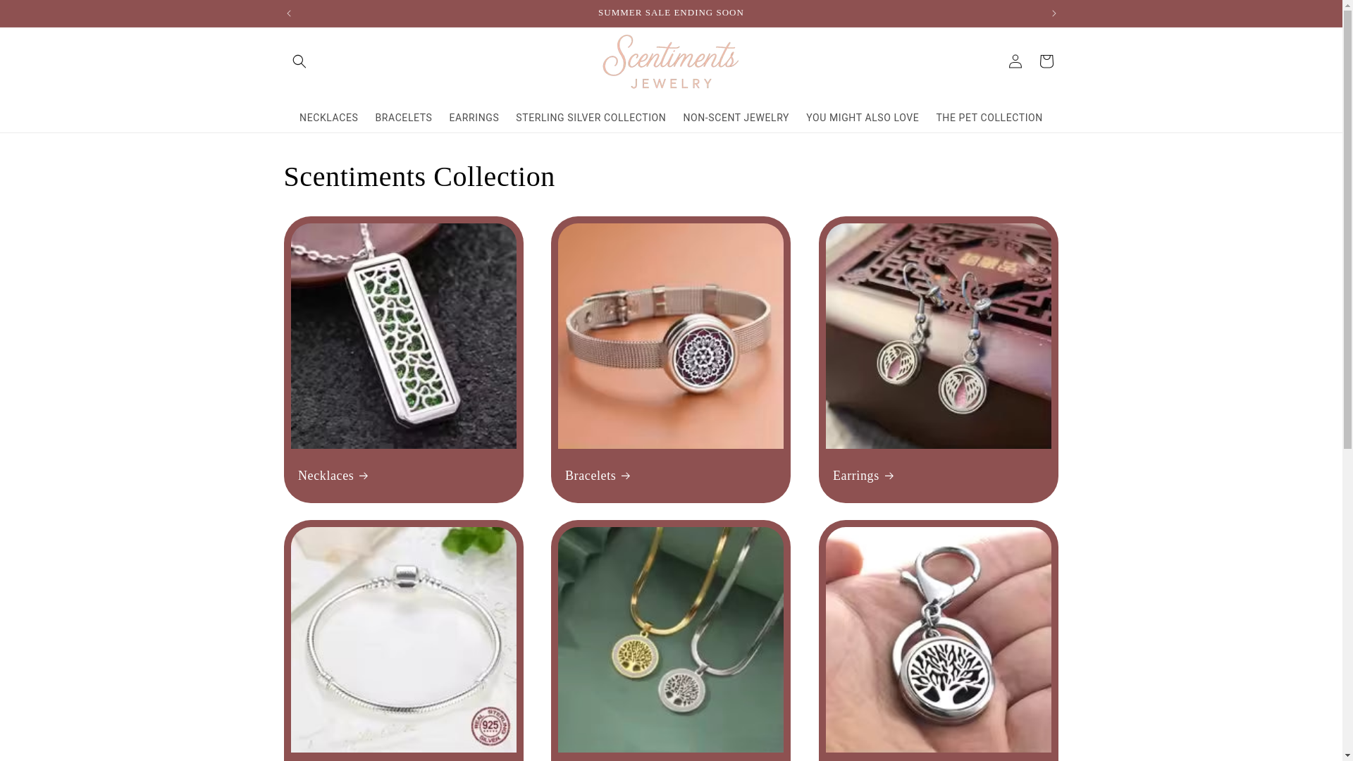 website screenshot of https://scentimentsjewelry.com/