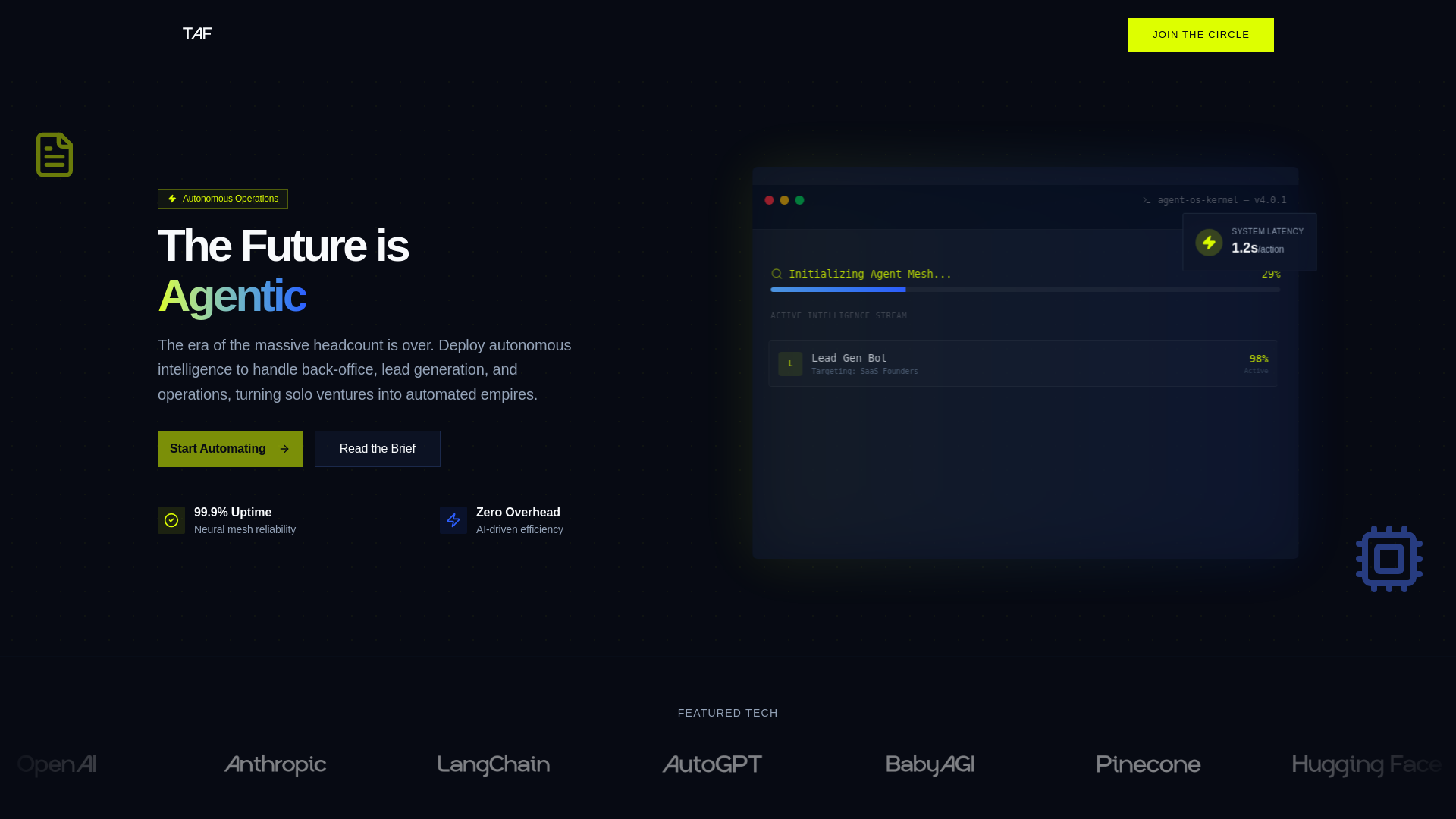 website screenshot of https://theagenticfounders.com/