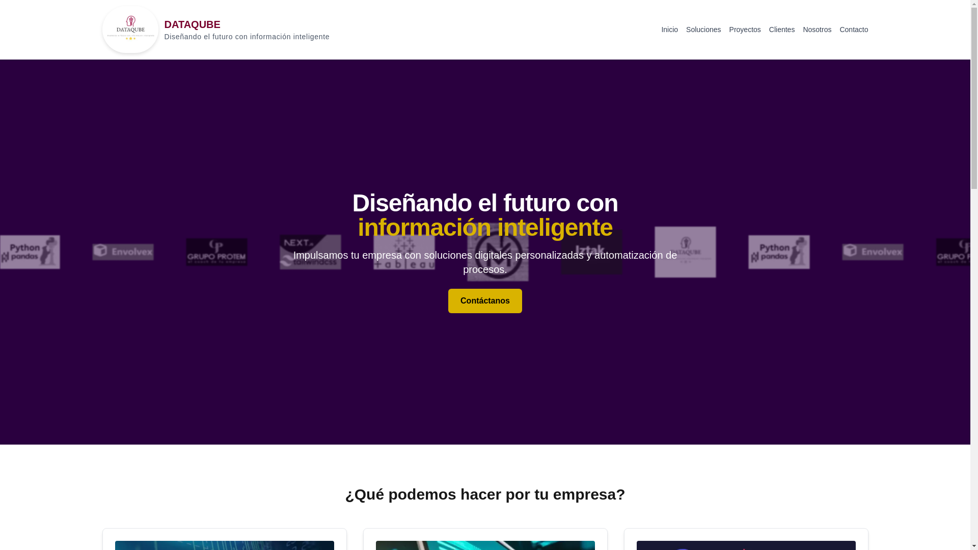 website screenshot of https://dataqube.tech/