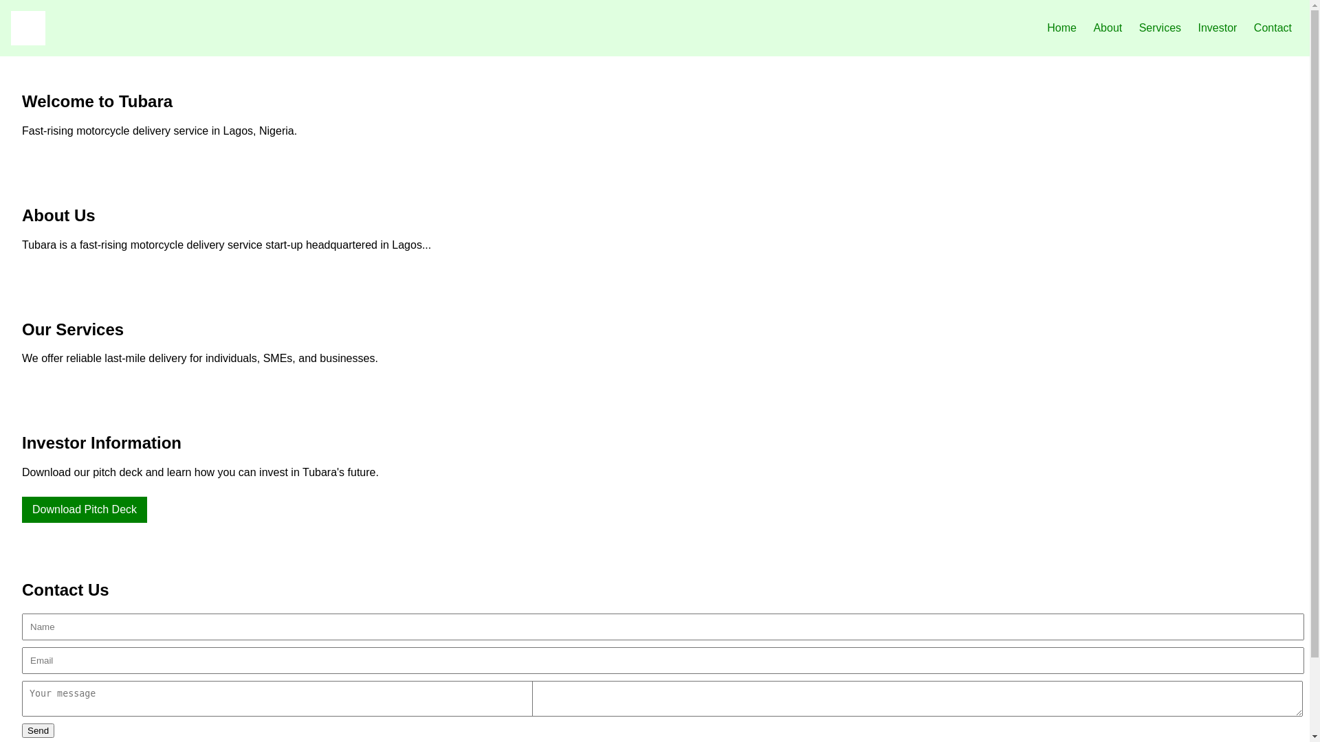 website screenshot of https://tubara.ng/