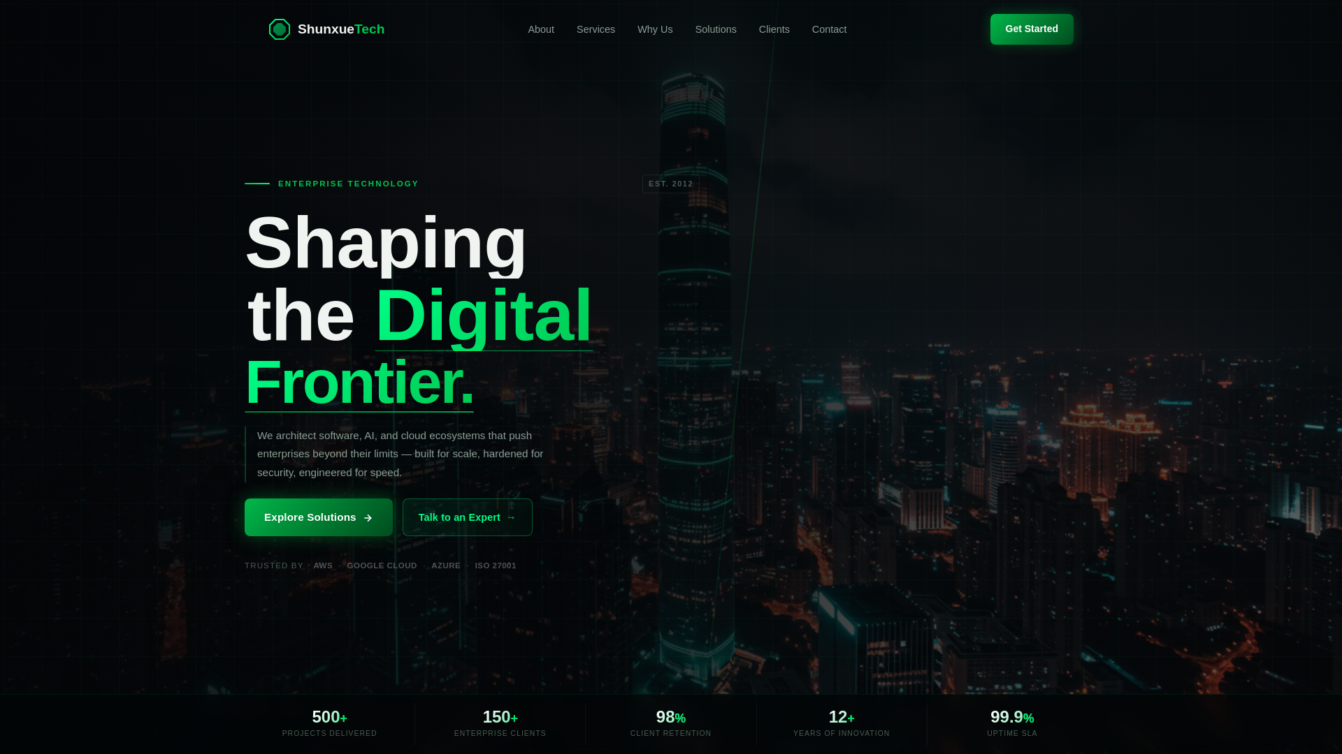 website screenshot of https://shunxuetech.com/