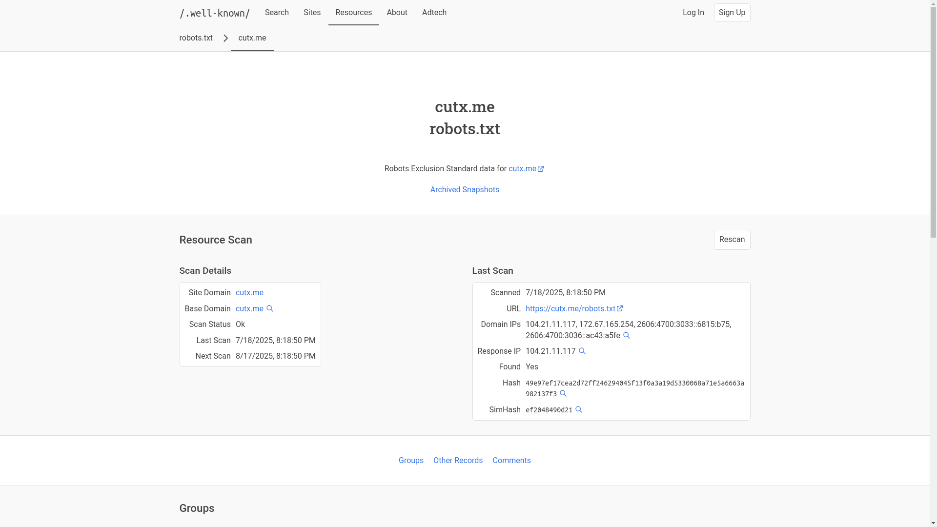 website screenshot of https://well-known.dev/resources/robots_txt/sites/cutx.me