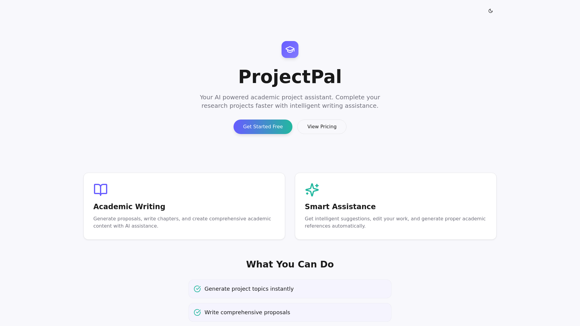 website screenshot of https://projectpal.site