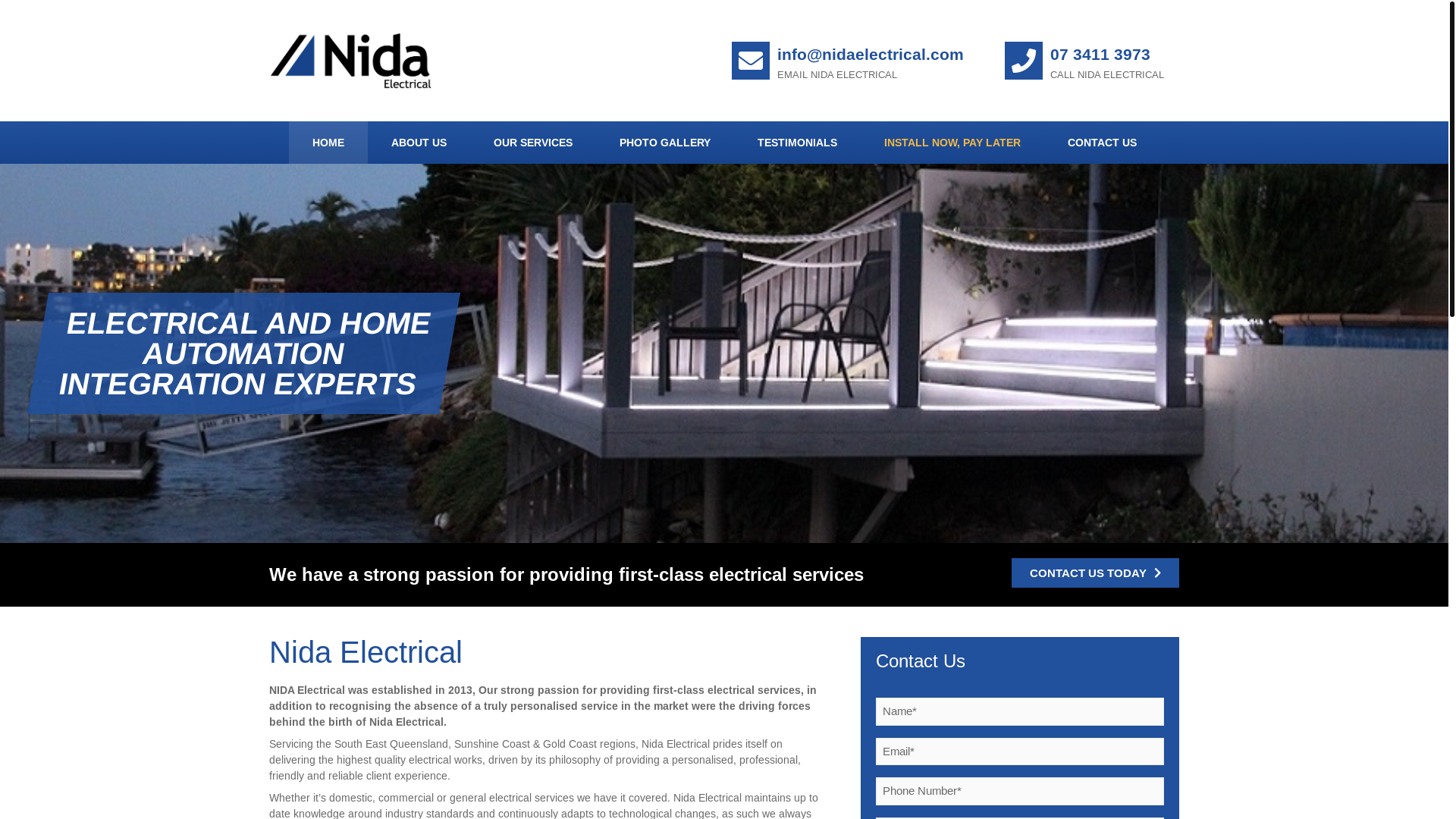 website screenshot of https://nidaelectrical.online/