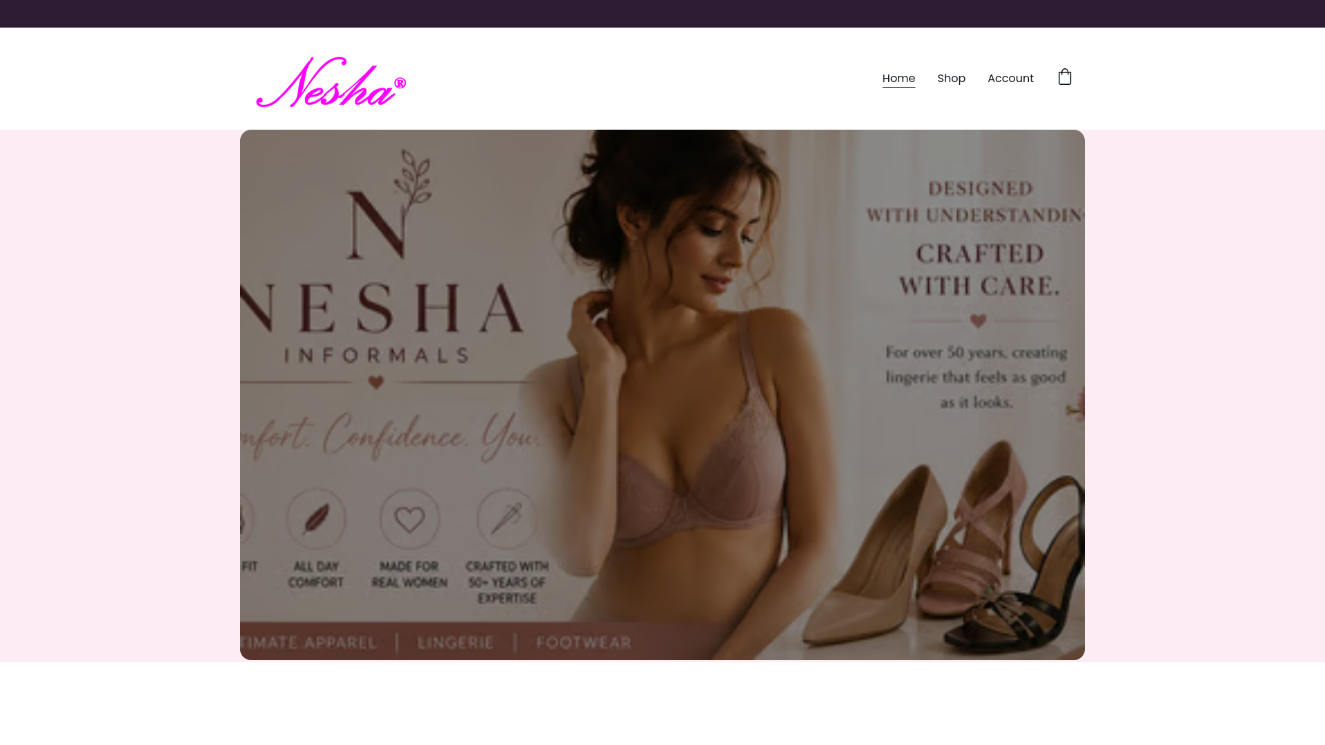 website screenshot of https://neshainformals.com/