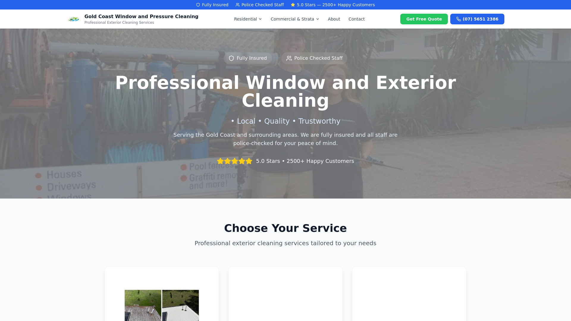 website screenshot of https://gcwindowandpressurecleaning.com.au