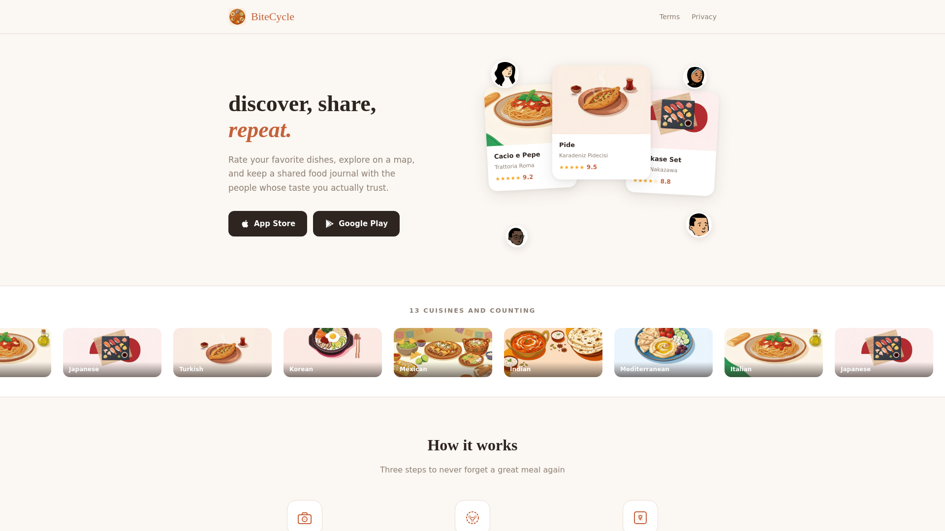 website screenshot of https://bitecycle.app
