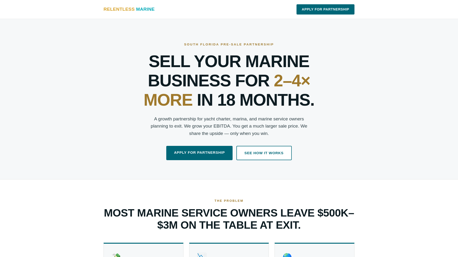 website screenshot of https://relentlessmarine.pages.dev/
