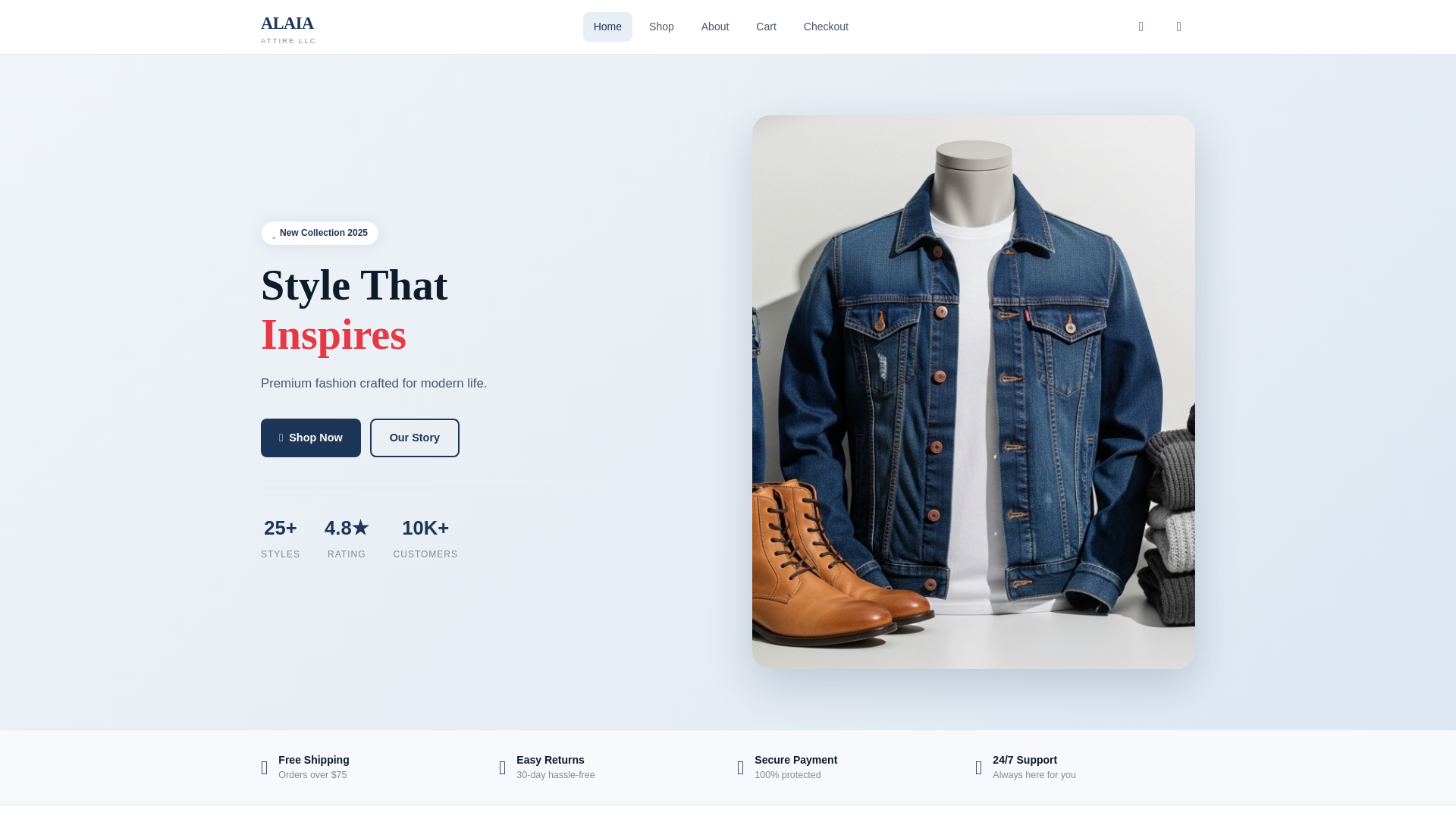 website screenshot of https://alaia-attire.pages.dev/