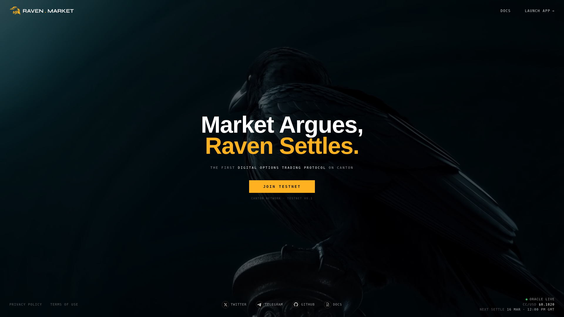 website screenshot of https://raven.market