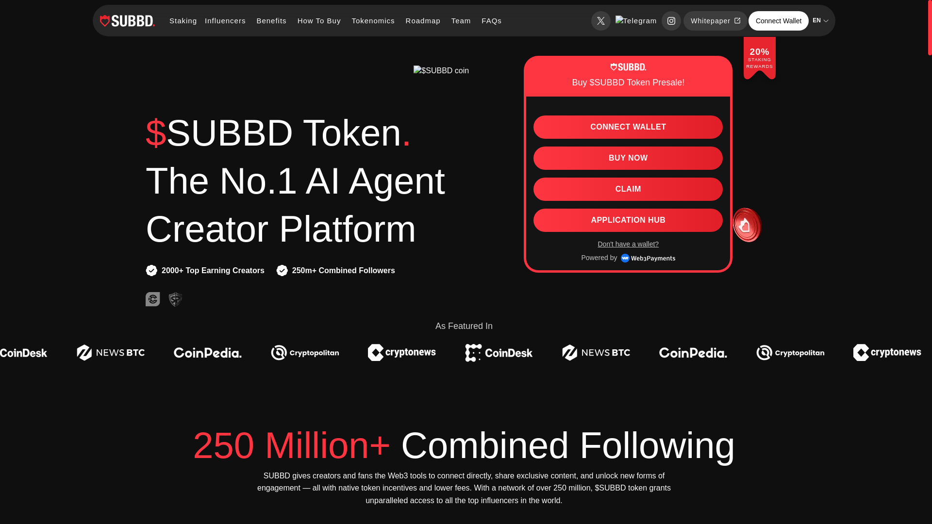 website screenshot of https://subbdtoken-hubs.pages.dev/