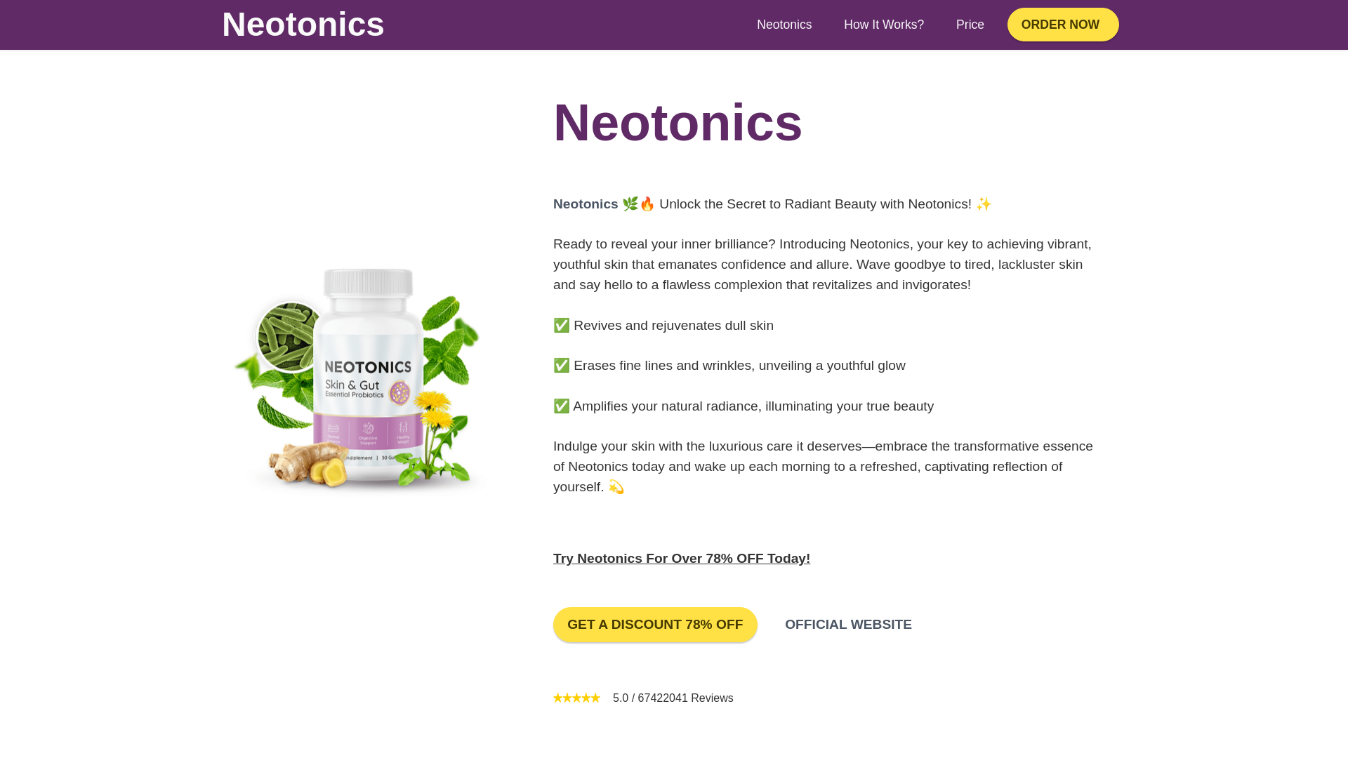 website screenshot of https://neotunic.com/