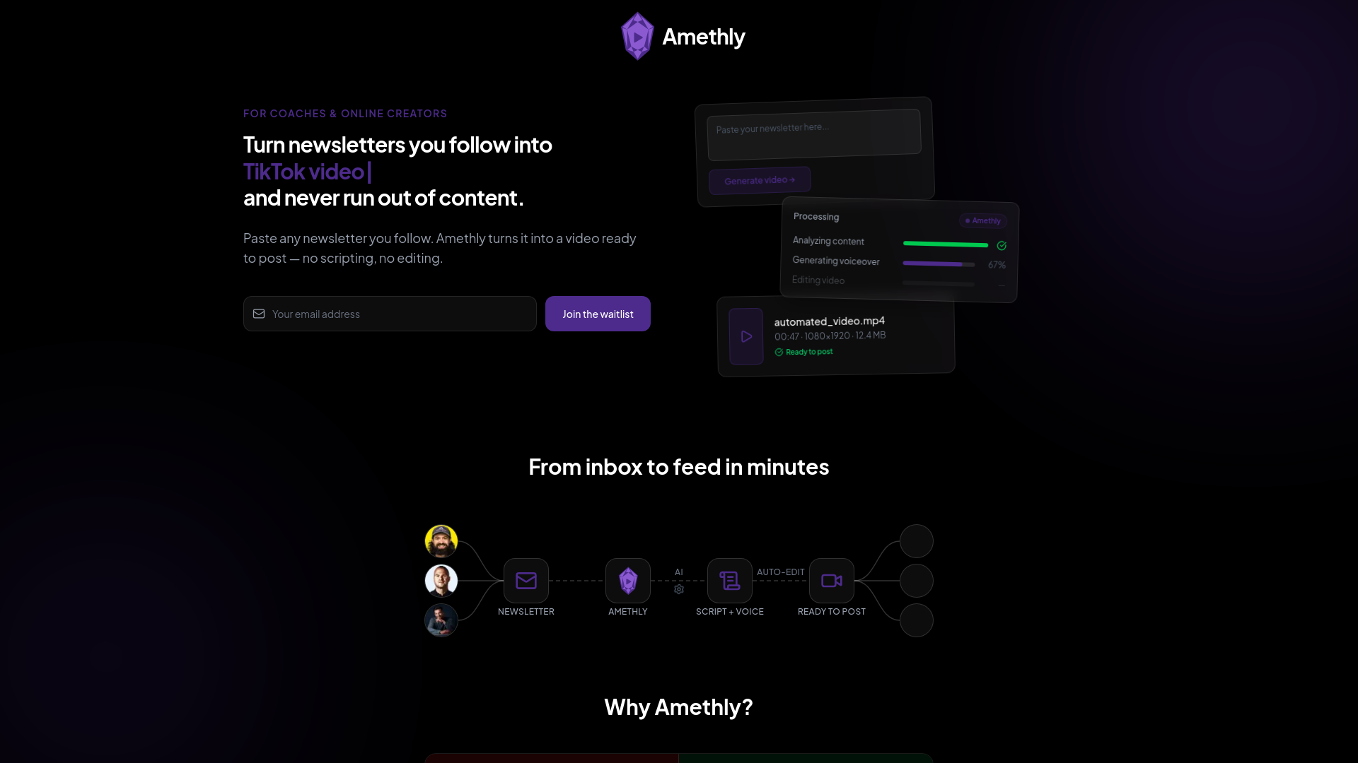 website screenshot of https://amethly.com/