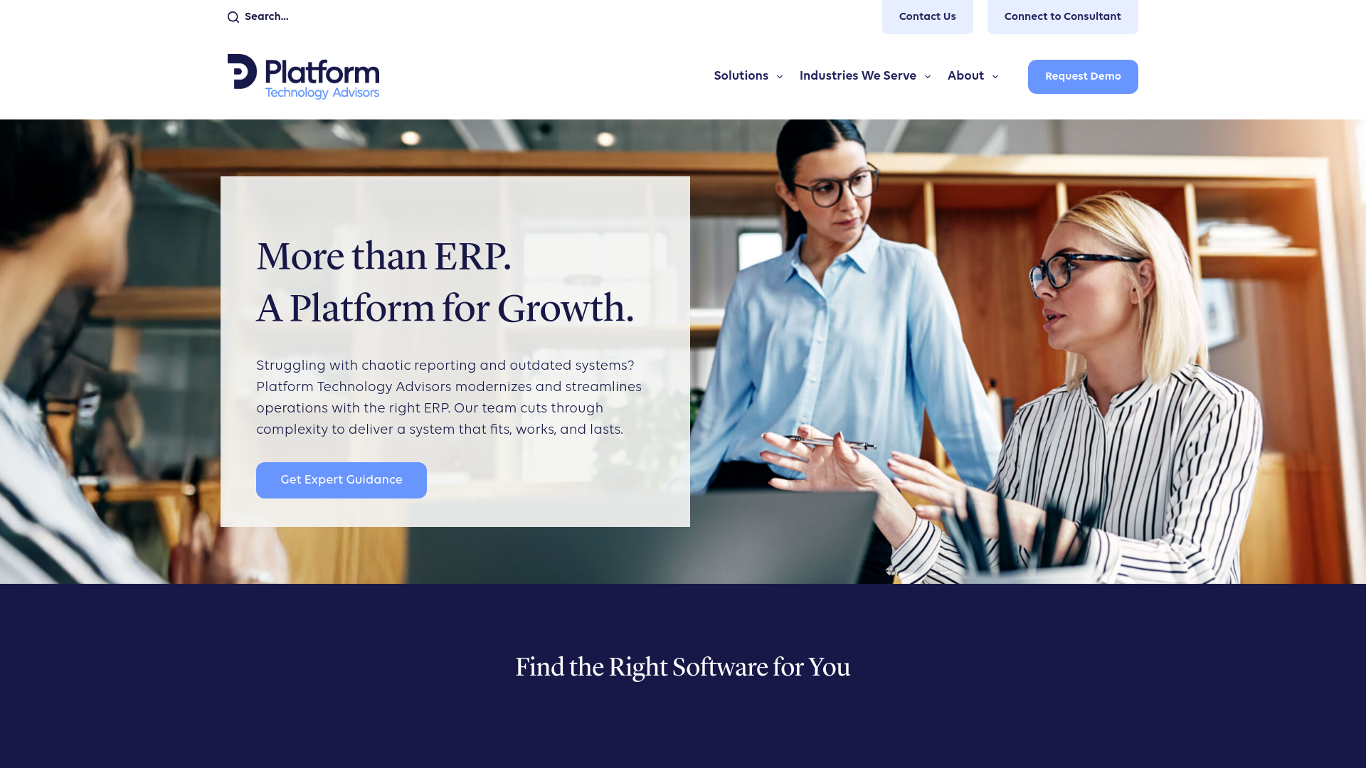 website screenshot of https://platformtasolutions.com/