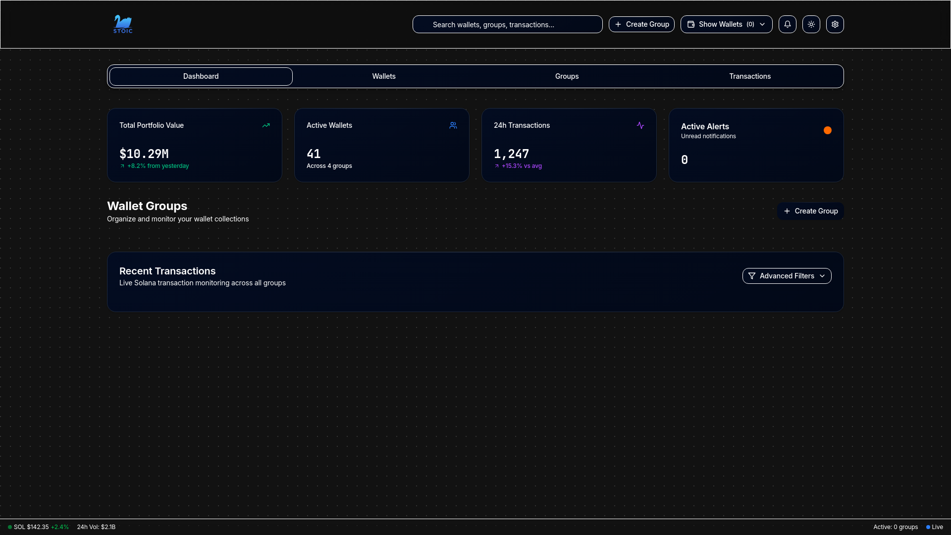 website screenshot of https://stoictracker.fun/