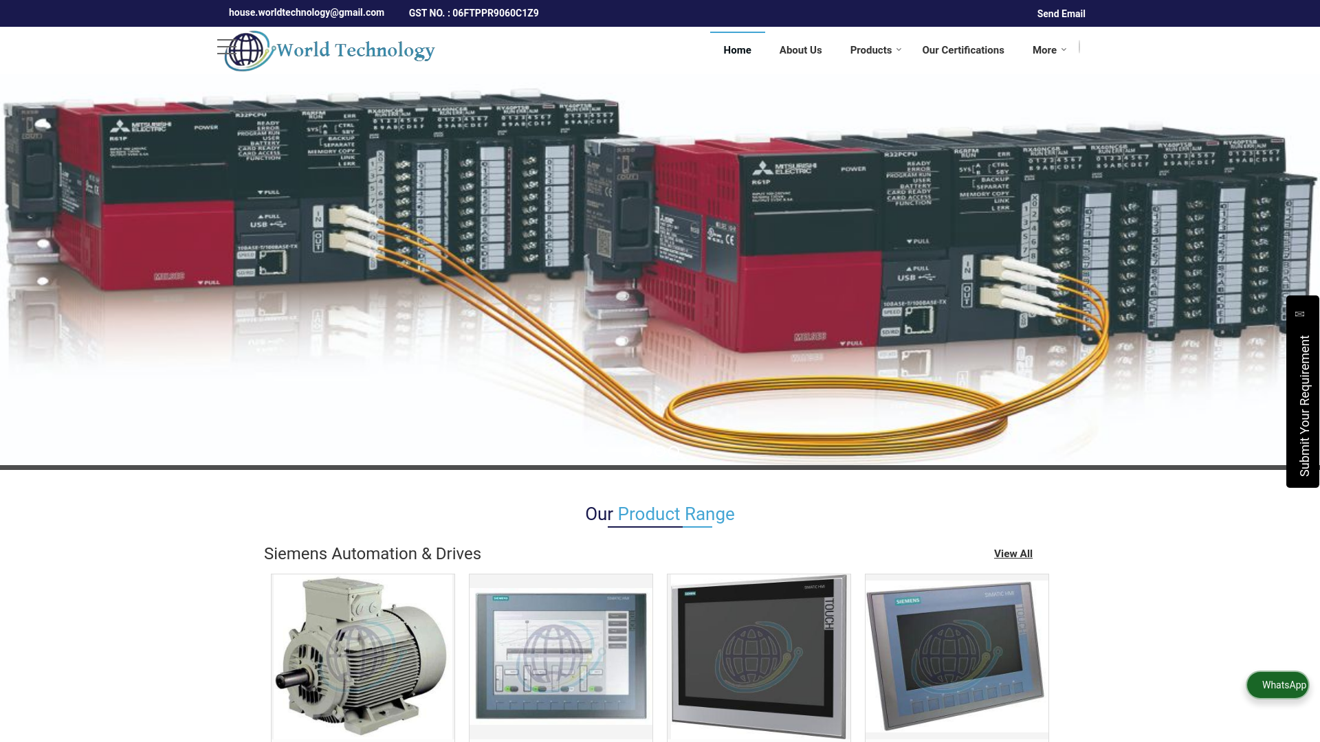 website screenshot of https://world-technology.in/