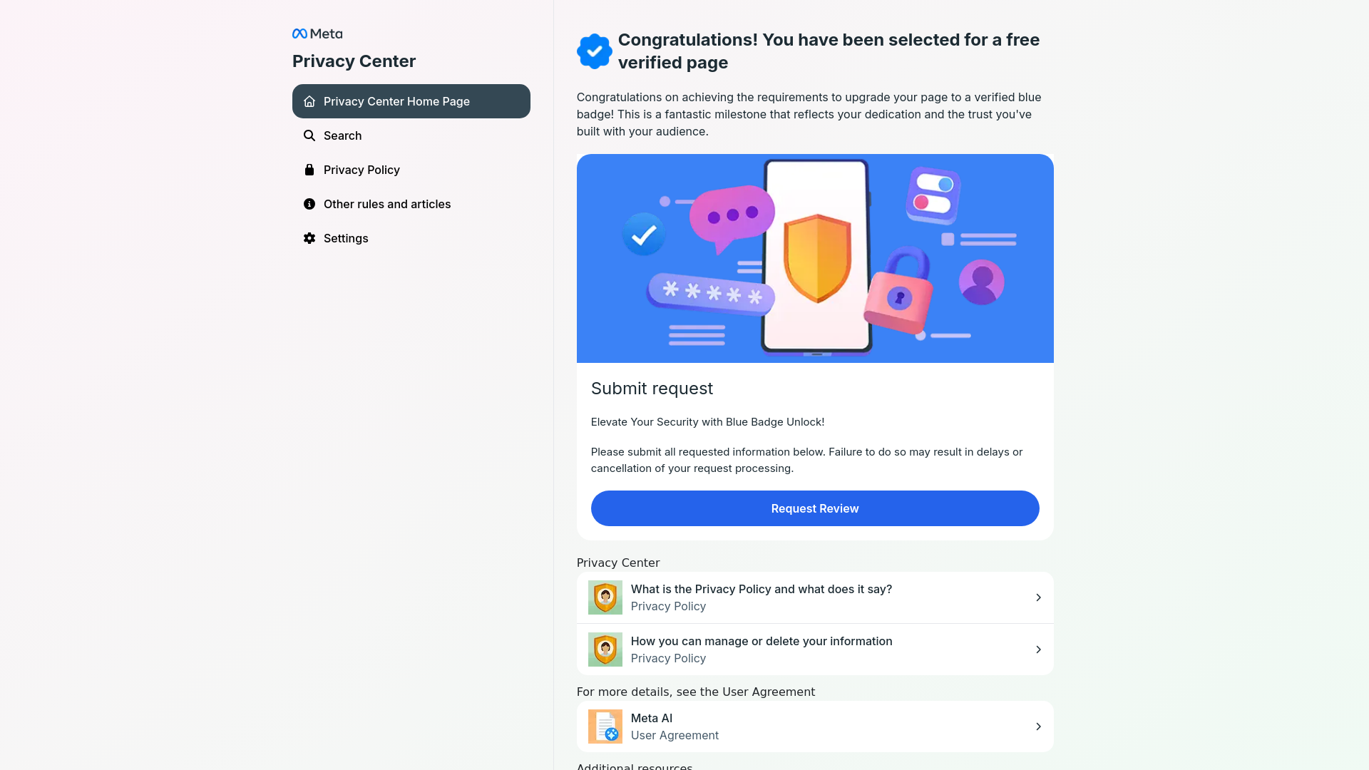 website screenshot of https://fb.premium-service-bluetick.click