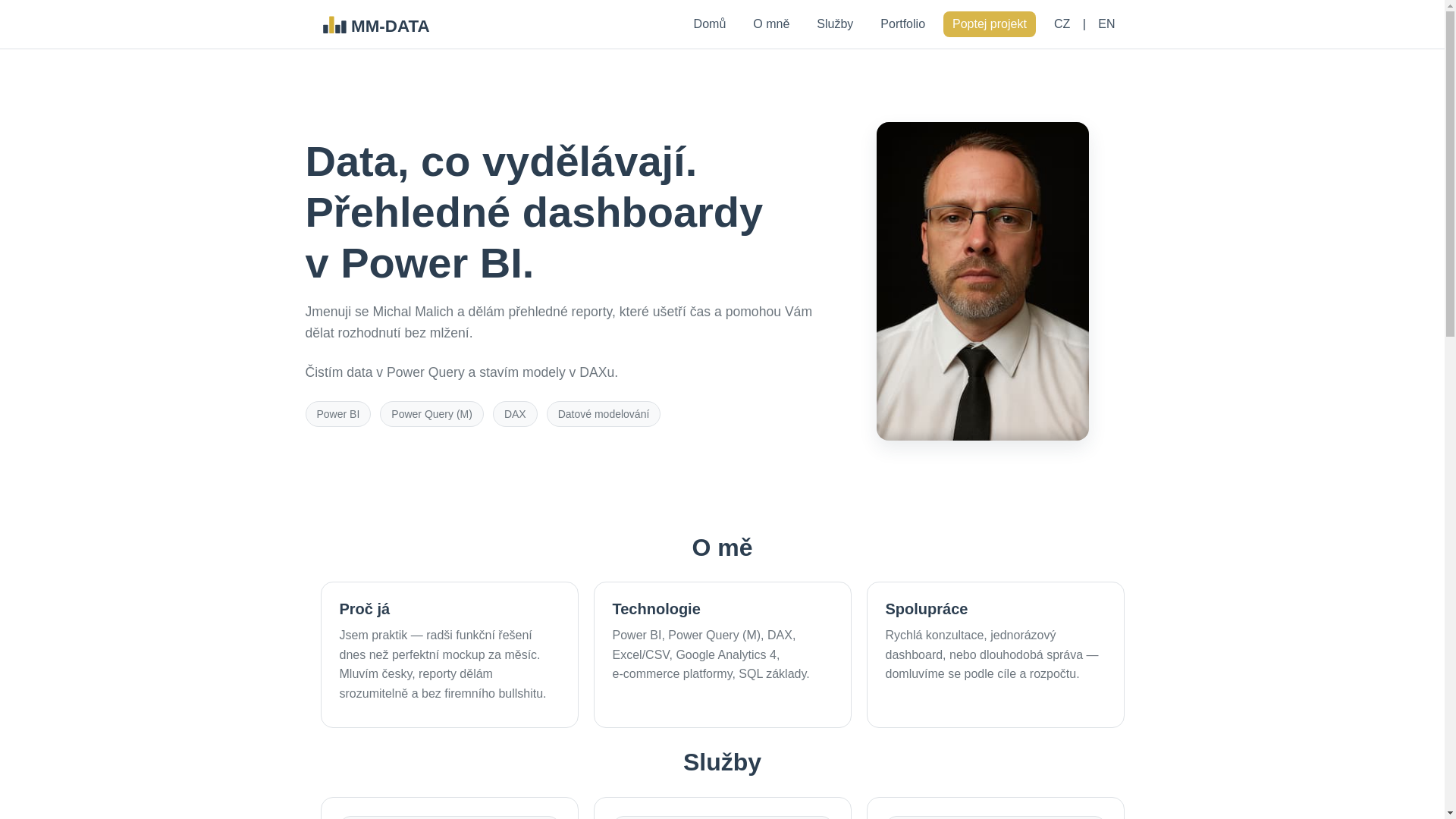 website screenshot of https://mmdata.cz/