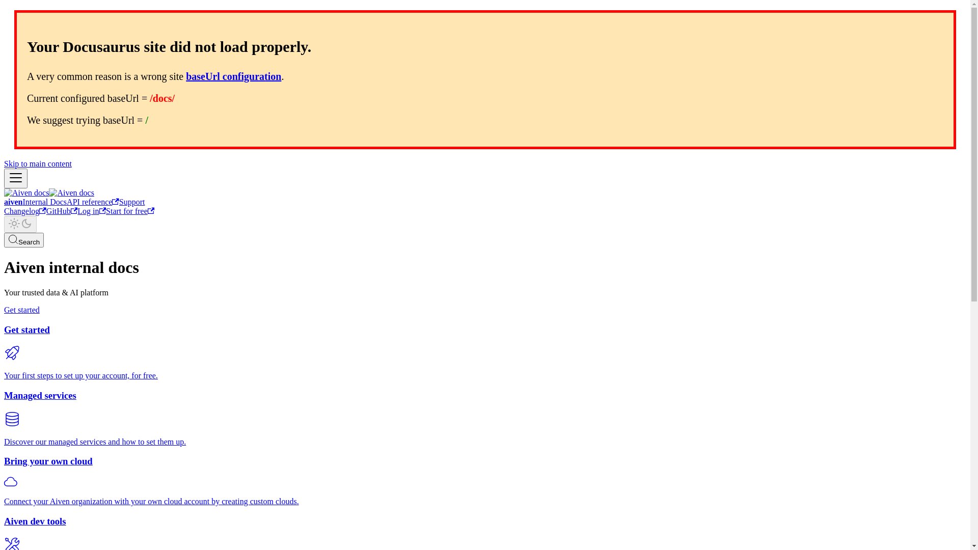website screenshot of https://aiven-docs-internal.pages.dev/