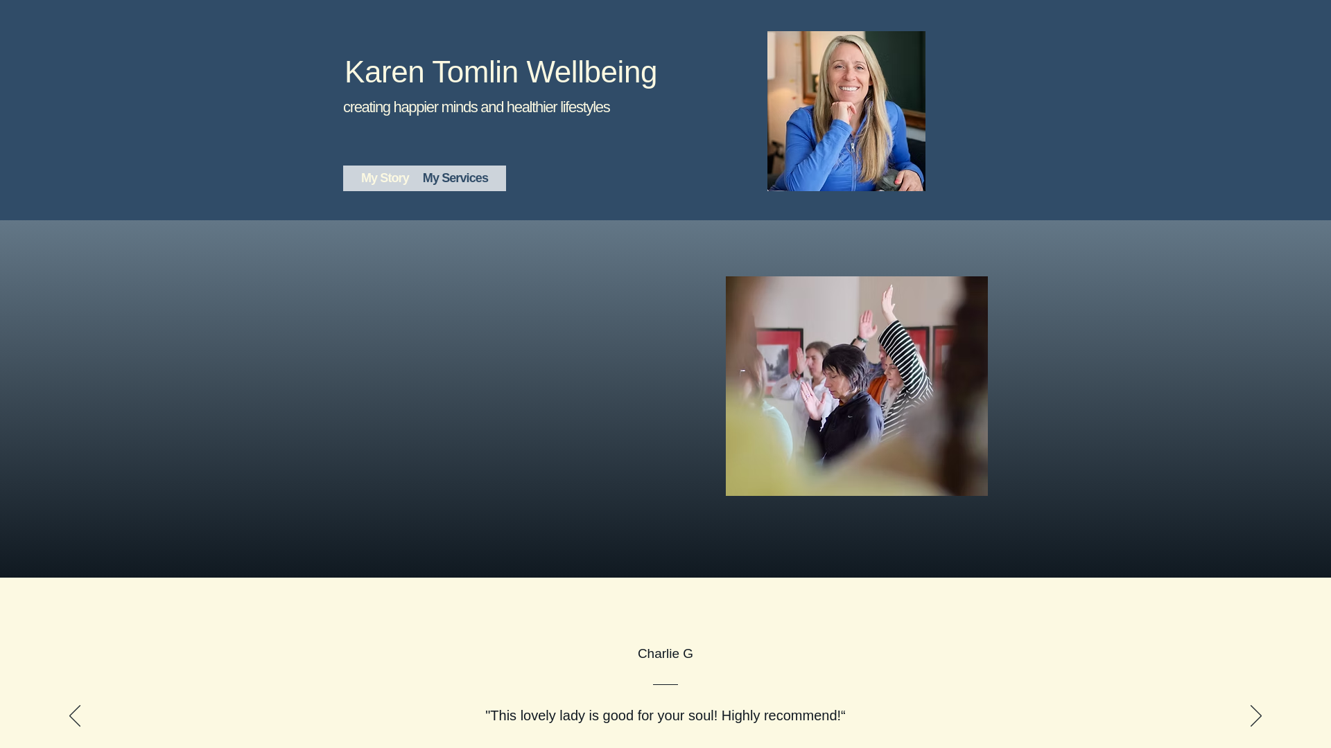website screenshot of https://karentomlinwellbeing.com