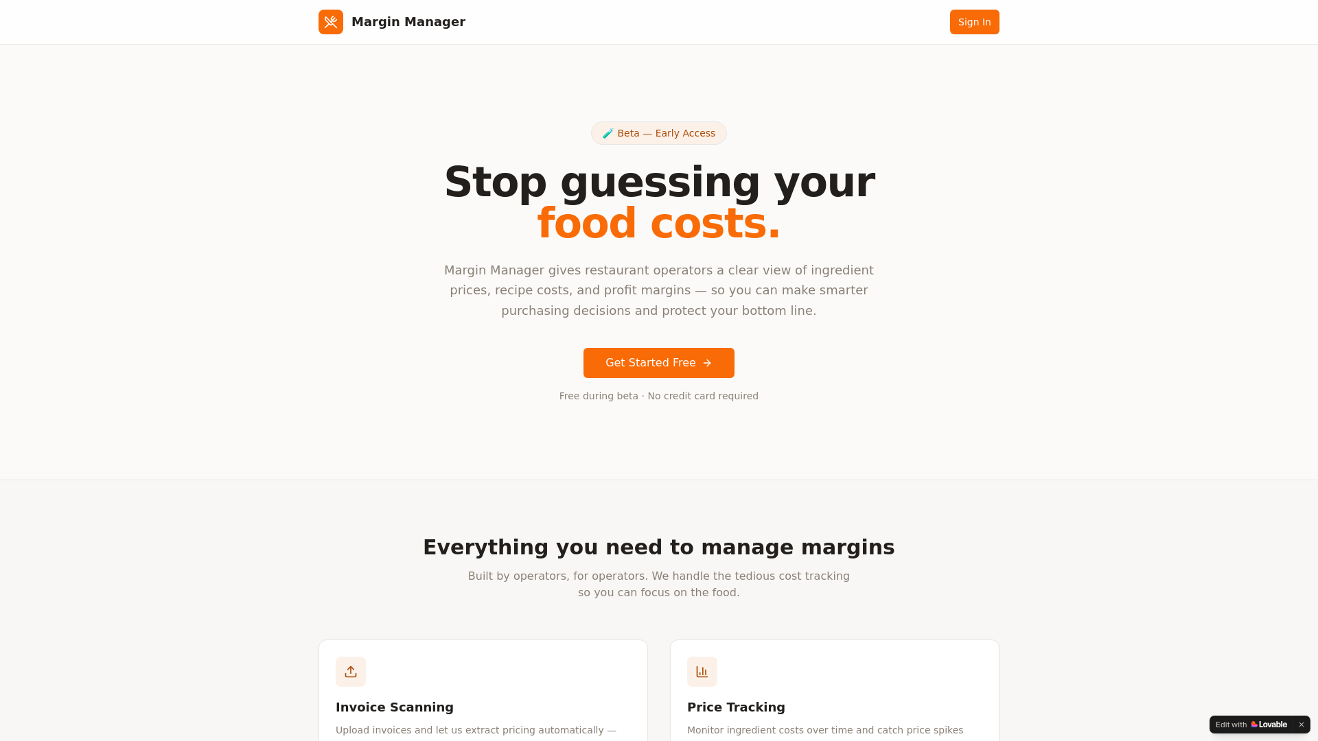 website screenshot of https://marginmanagerpilot.com/
