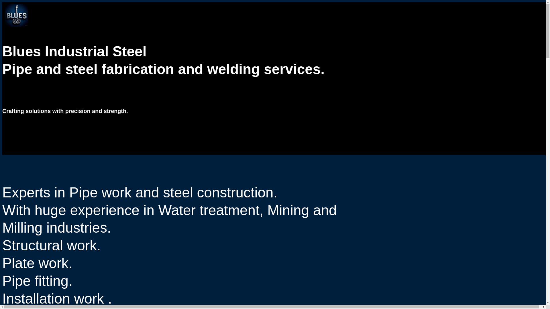 website screenshot of https://blues-industrial-steel.co.za/