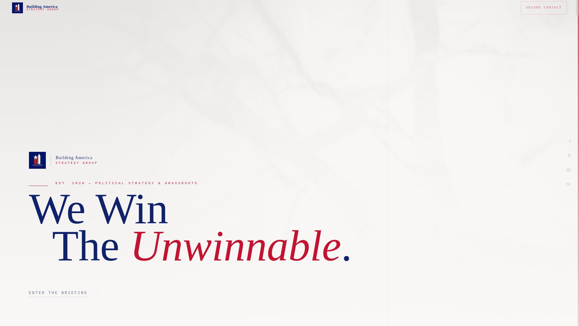 website screenshot of https://buildingamericastrategy.com