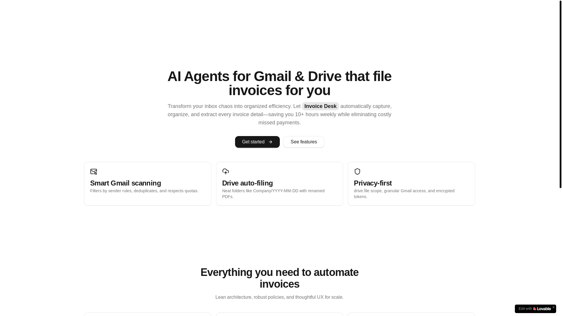 website screenshot of https://invoicedesk.ai/