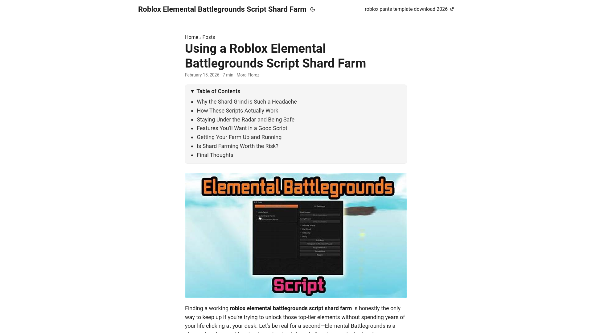 website screenshot of https://roblox-elemental-battlegrounds-script-shard-farm.pages.dev/