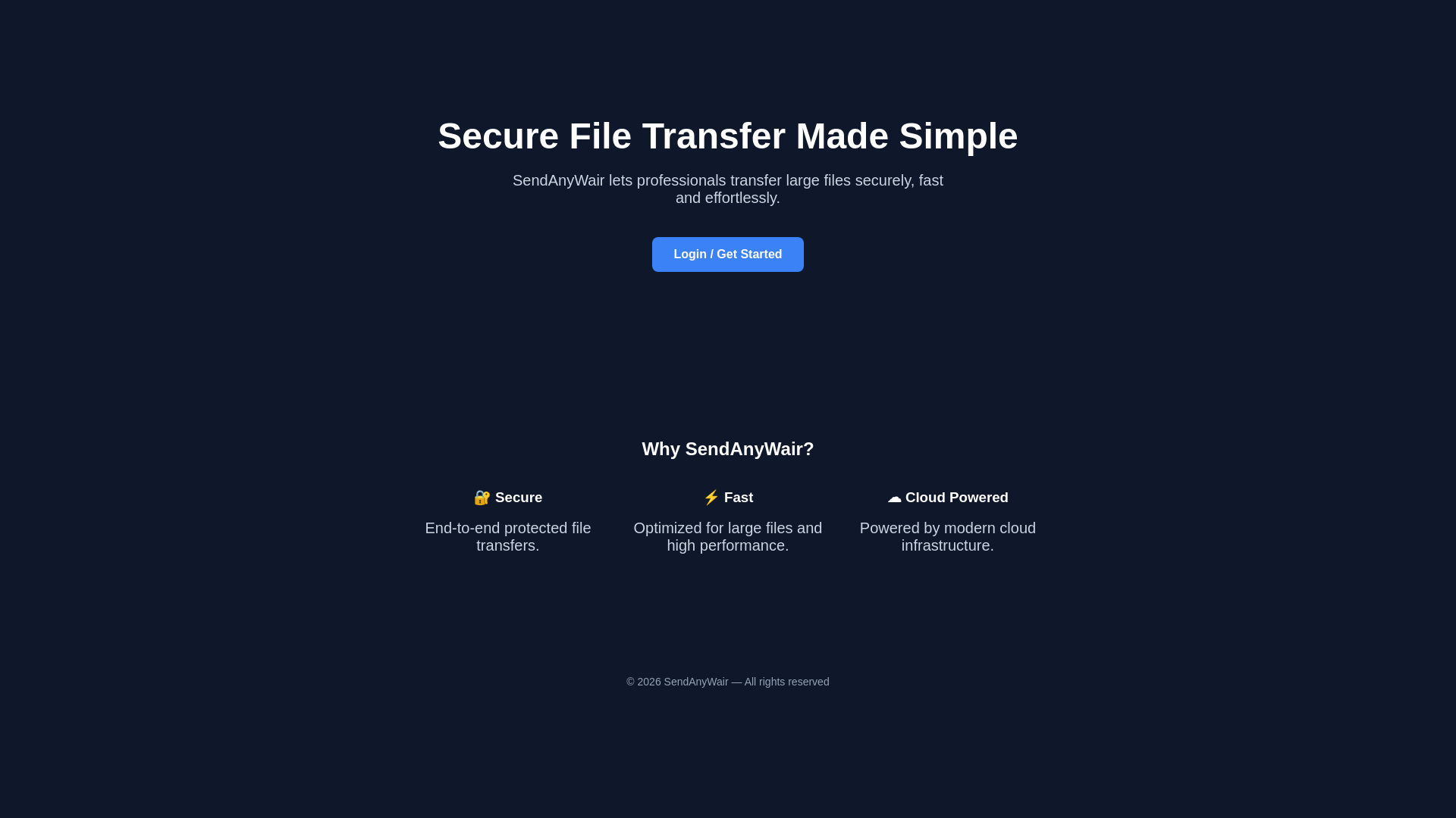 website screenshot of https://sendanywairsite.pages.dev/