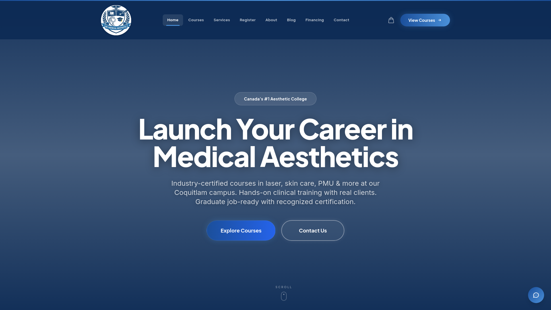 website screenshot of https://bcmedicalcliniccollege.ca/