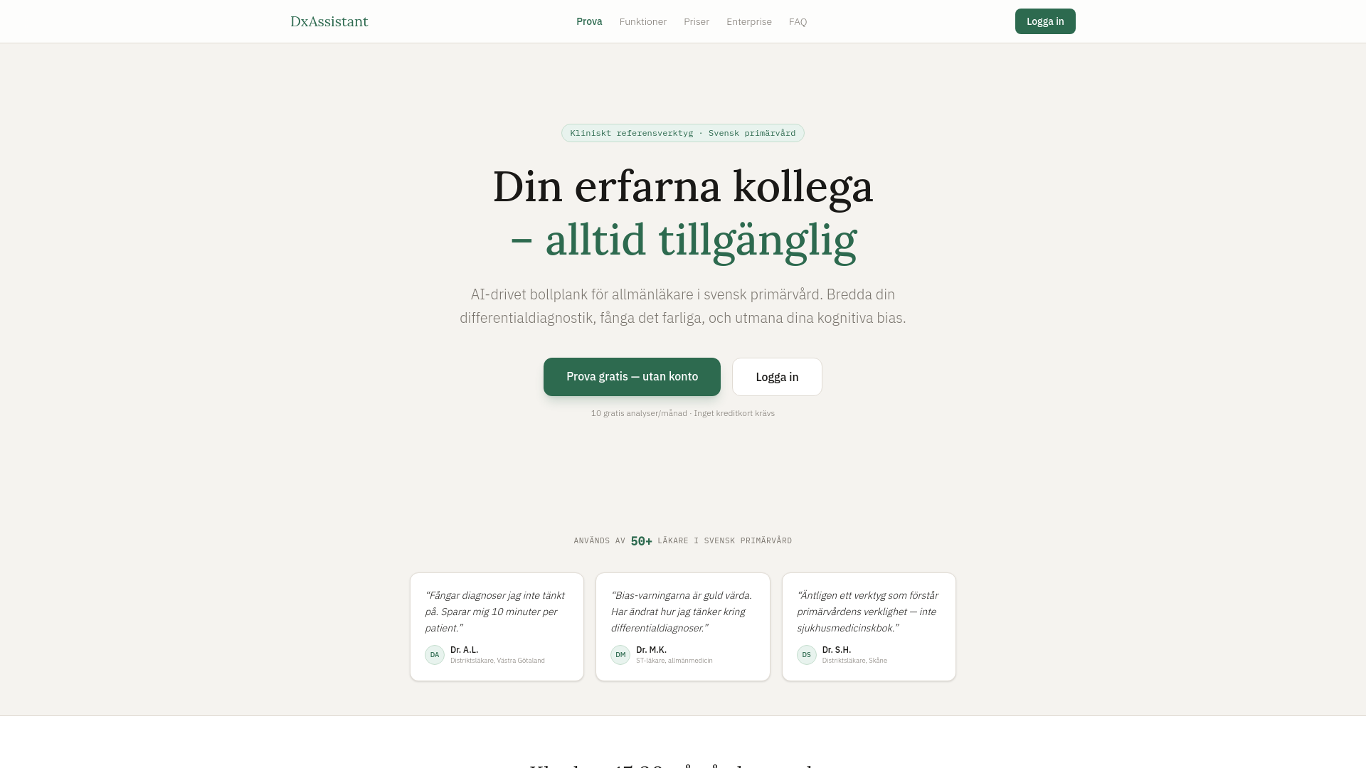 website screenshot of https://dxassistant.se/