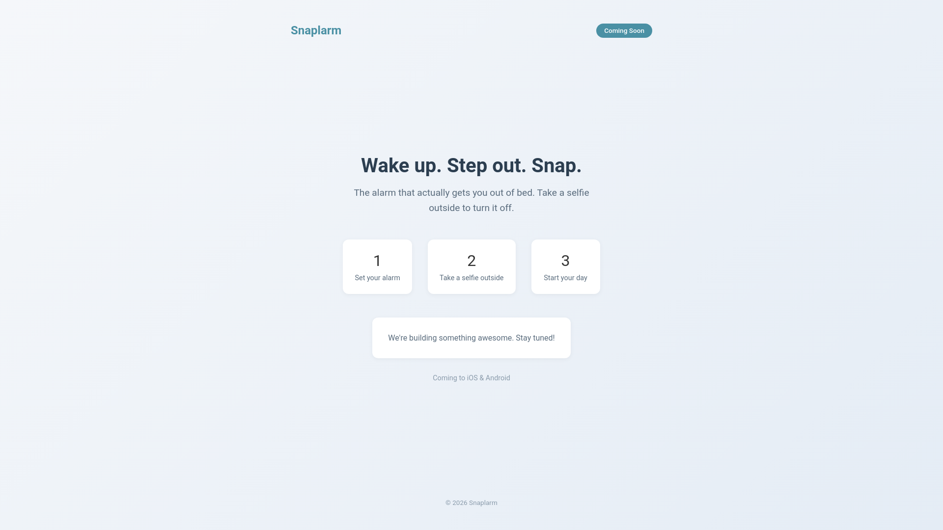 website screenshot of https://snaplarm.pages.dev/