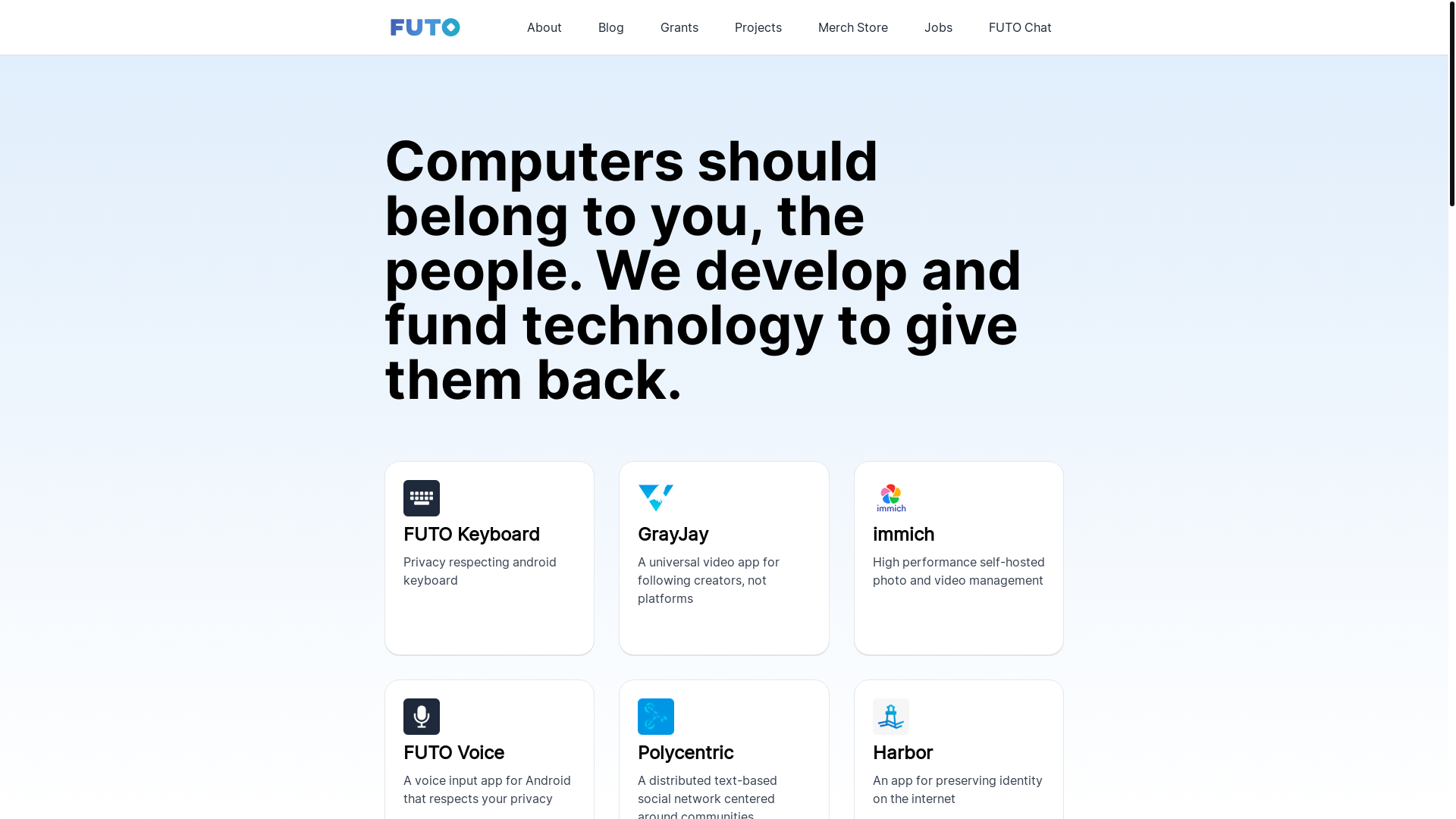 website screenshot of https://futo.org/