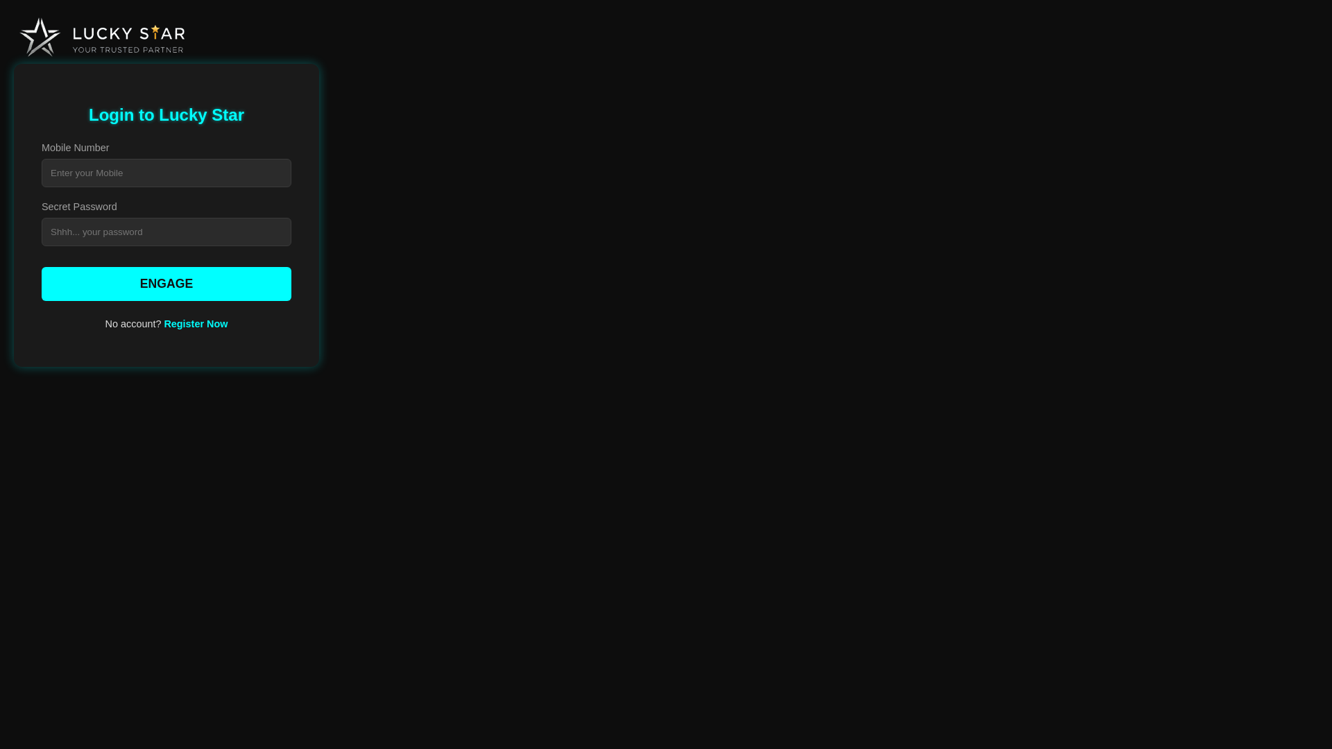 website screenshot of https://luckystarapp.org