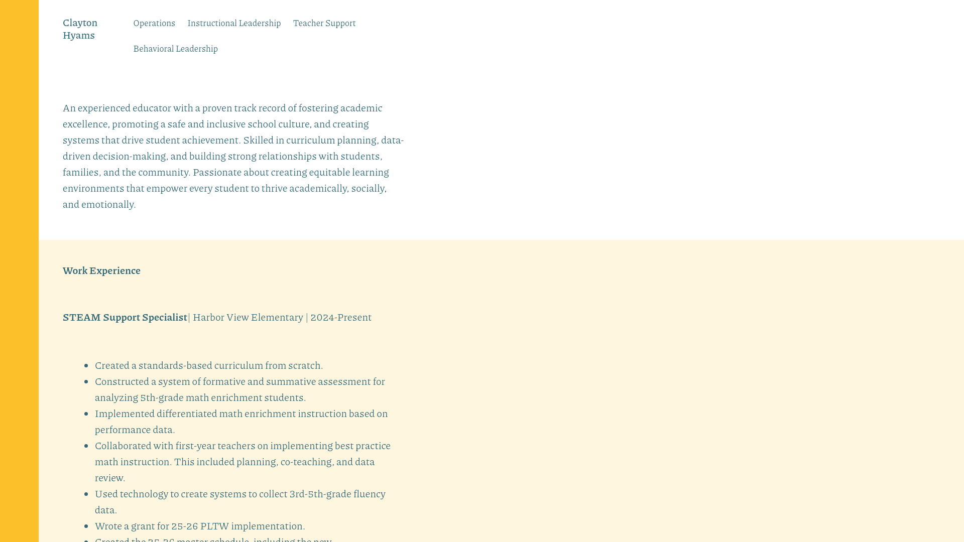 website screenshot of https://claytonhyams.com/