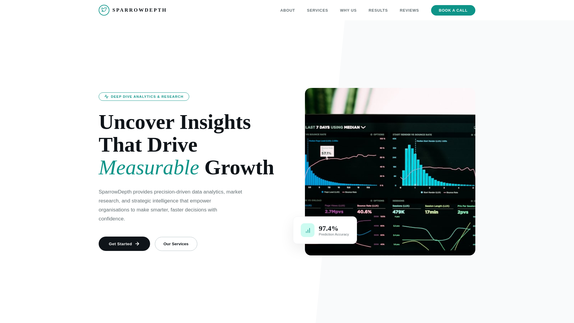 website screenshot of https://sparrowdepth.com