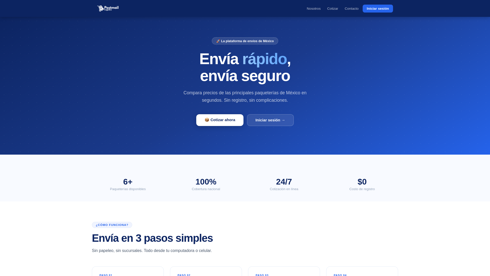 website screenshot of https://postmail.mx