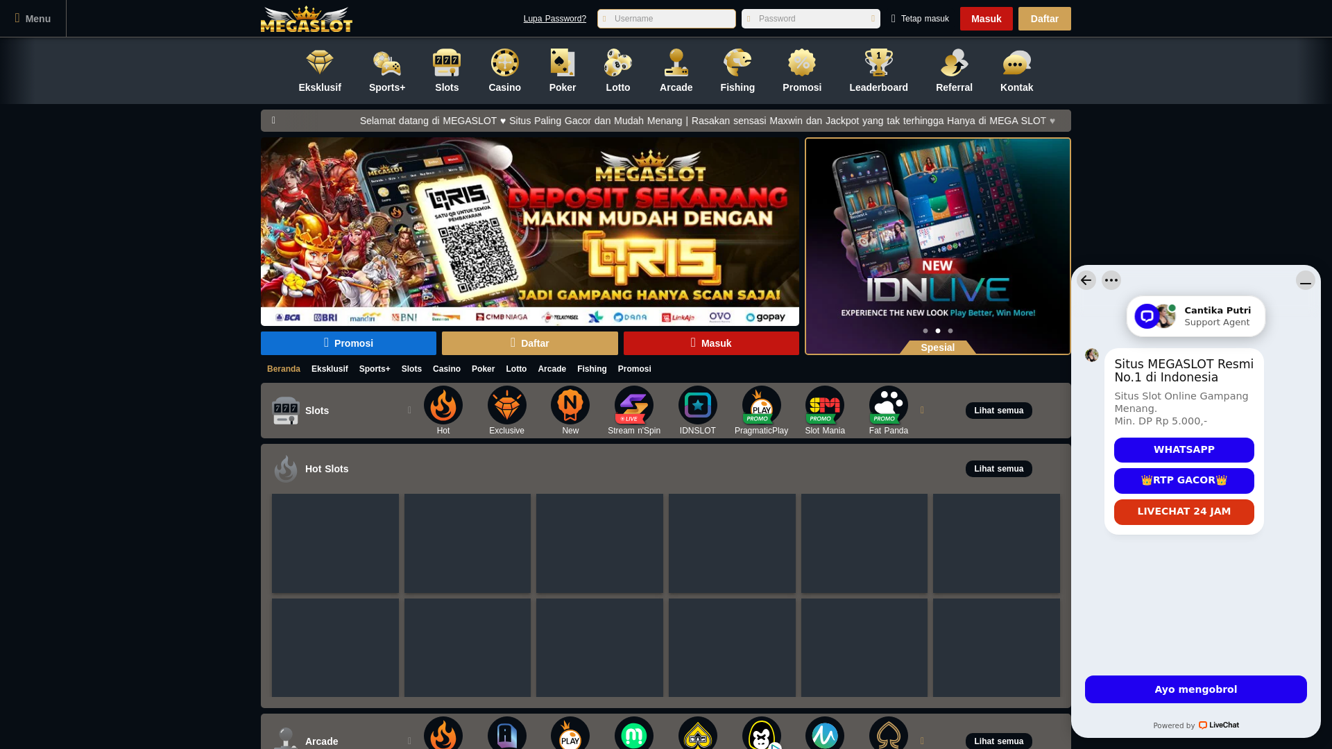 website screenshot of https://megaslotvip.com/