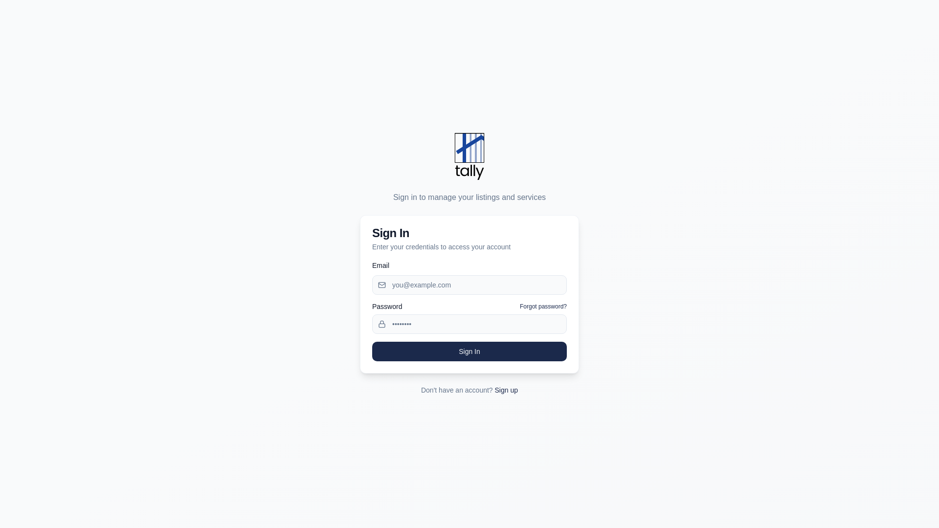 website screenshot of https://tallyre.app/