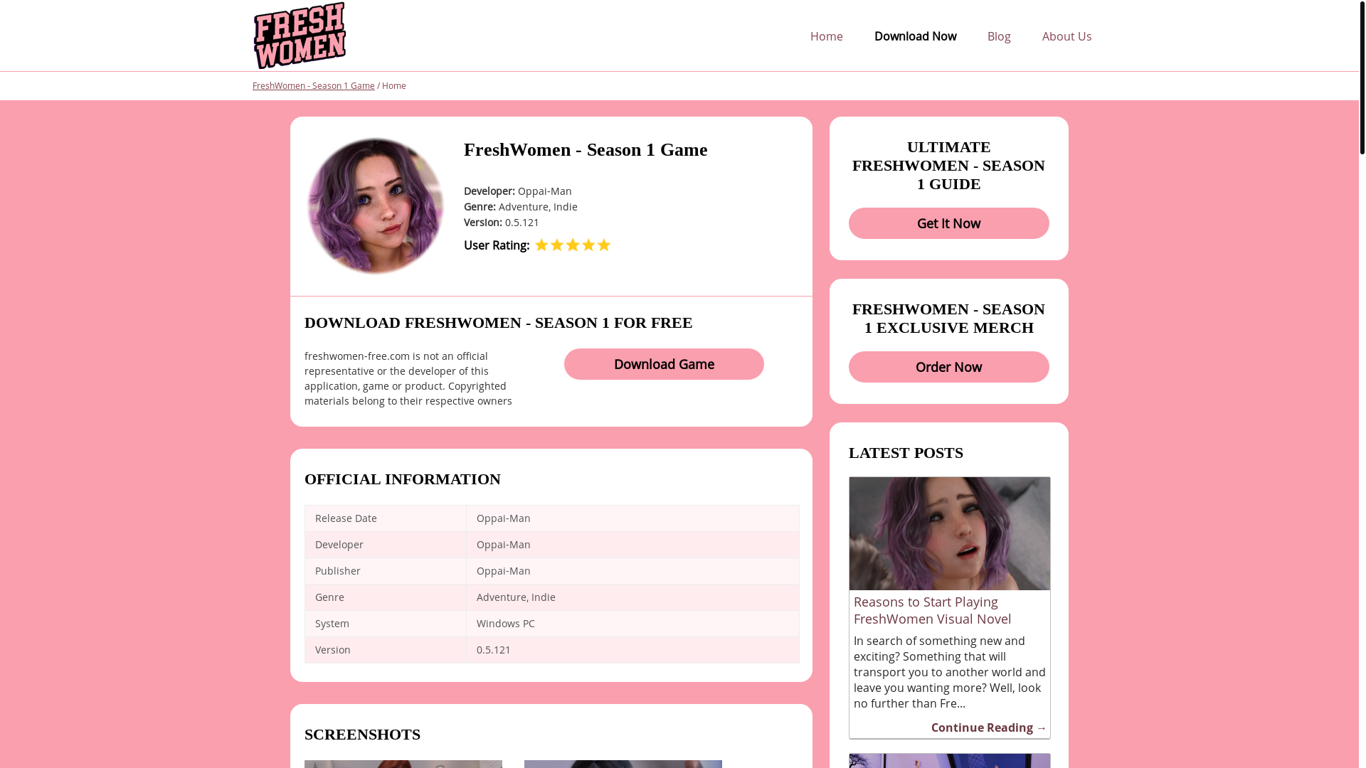 website screenshot of https://freshwomen-free.com/