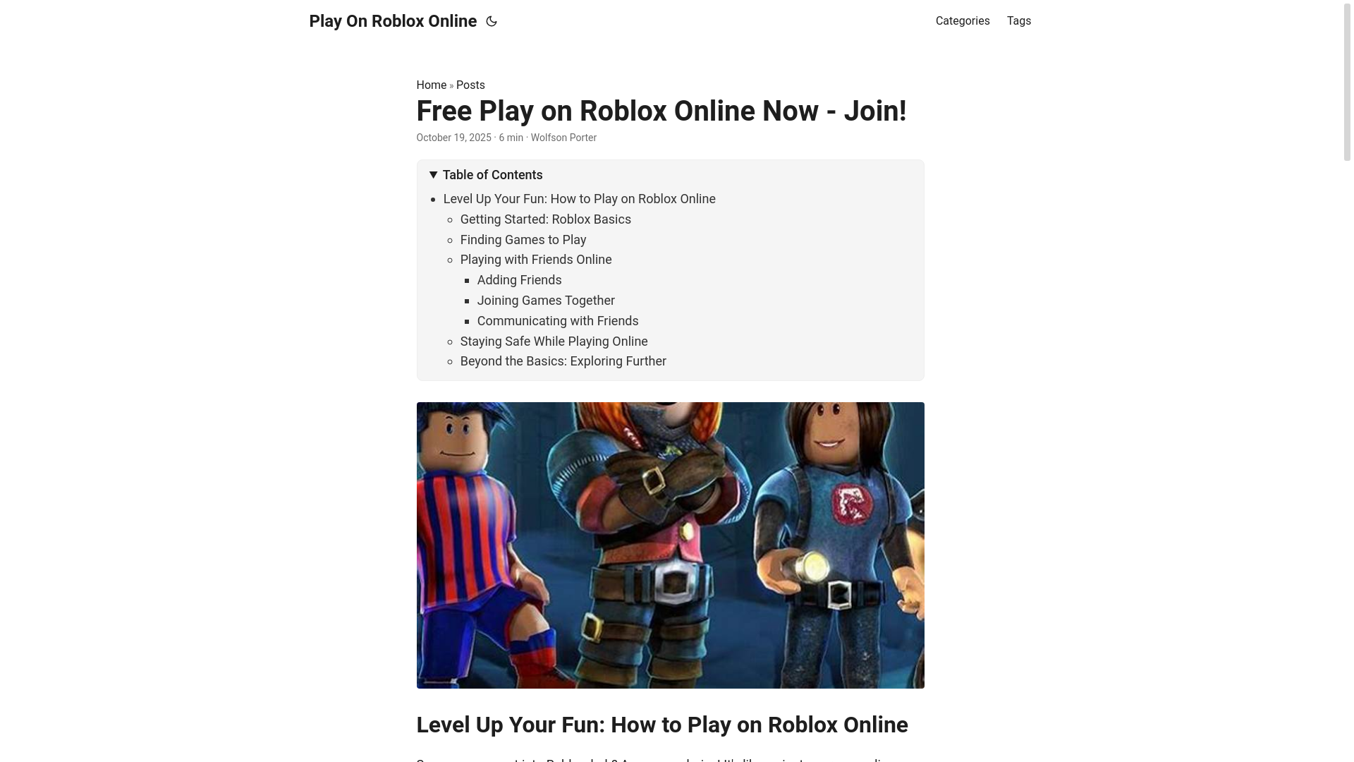 website screenshot of https://play-on-roblox-online.pages.dev/