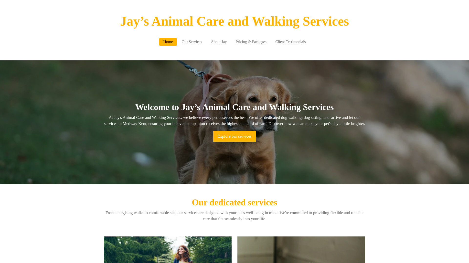 website screenshot of https://jaysanimalcareandwalkingservices.co.uk