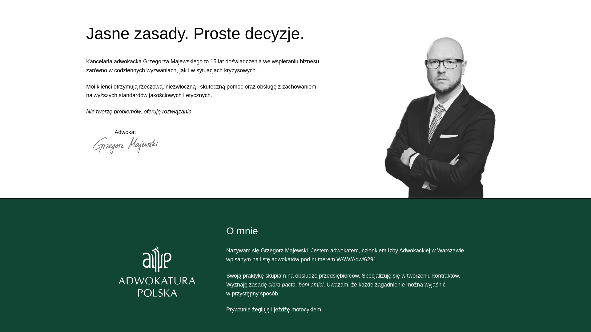 website screenshot of https://adwokatmajewski.com/