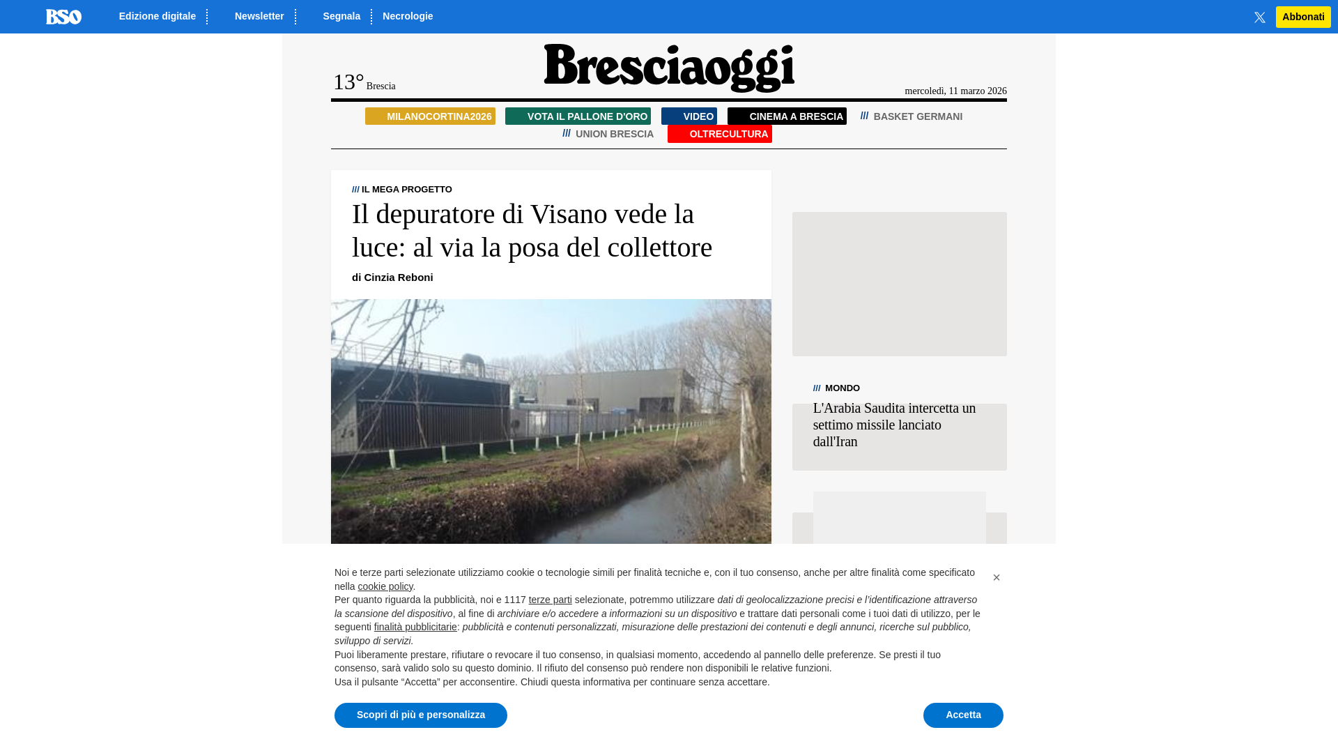 website screenshot of https://bresciaoggi.it